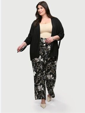 LAURA Black & White Floral Flowy Wide-Leg Pants w/ comfy Elastic Waist!!!